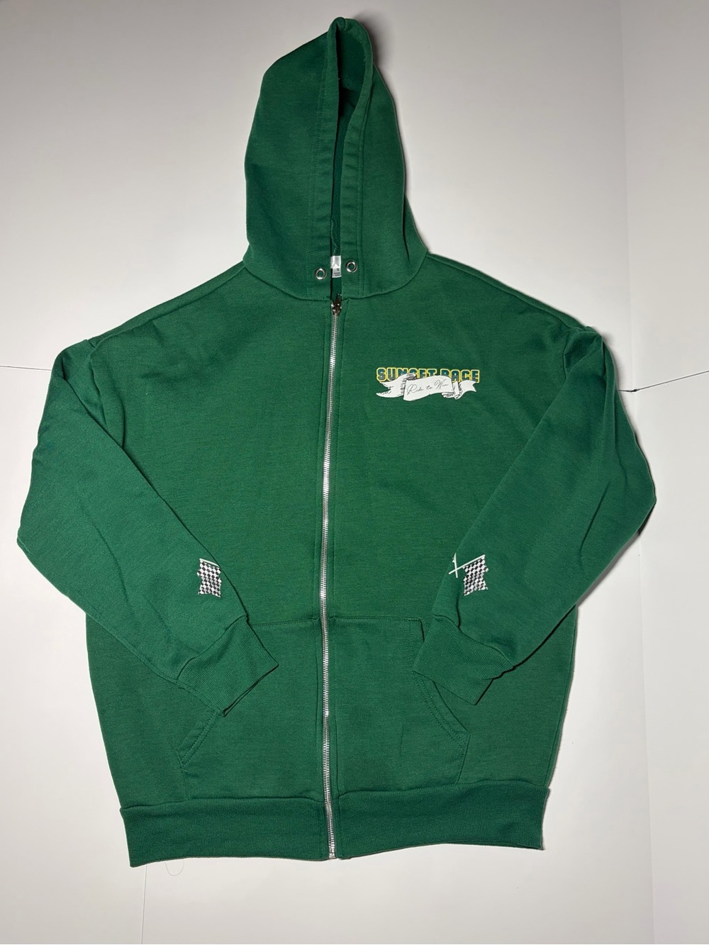 Men’s Green Streetwear Graphic  Zip-Up Hoodie Size Small